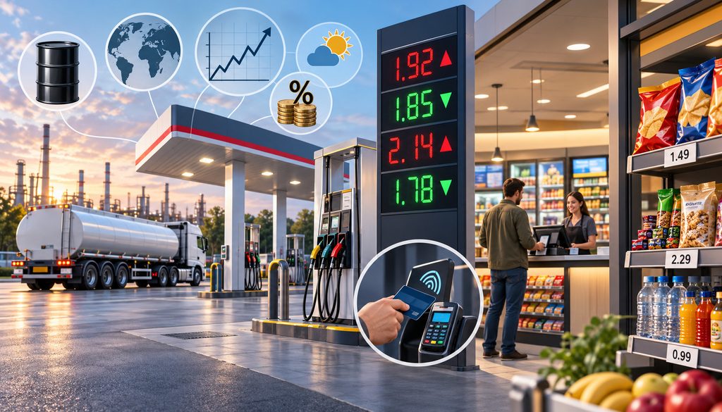 Fuel pricing factors compared with ordinary retail pricing at a gas station